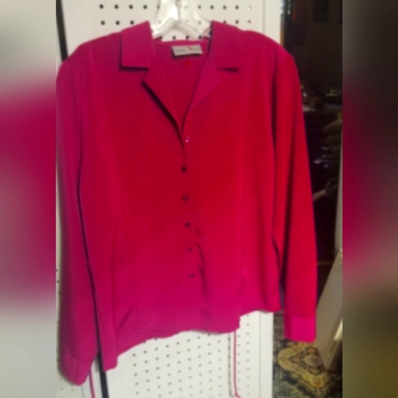 Premiere Collection fuchsia button down  top - Picture 1 of 3
